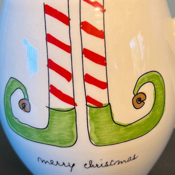 MAGENTA Merry Christmas Upturned Toe Elf Slippers Holiday Mug w/ Red Interior - Picture 2 of 7